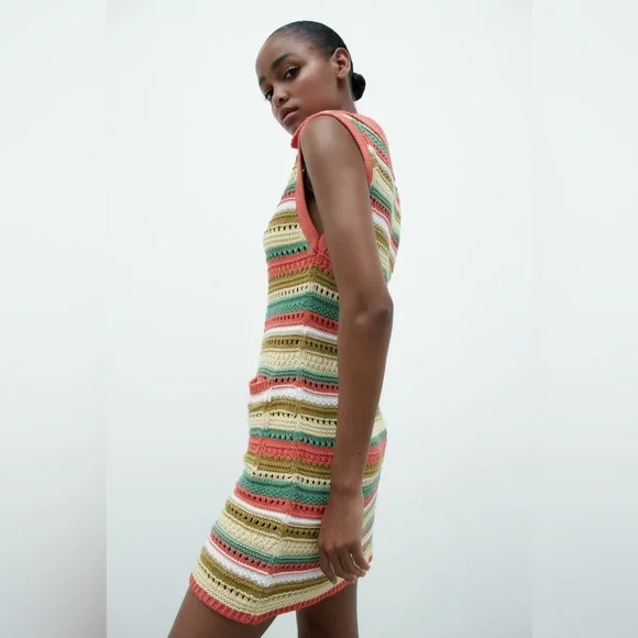 Zara Striped Knit Dress M - Picture 3 of 10